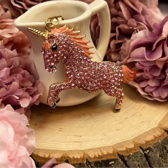 Magical Pink Crystal Unicorn Keychain Charm - Picture 3 of 16